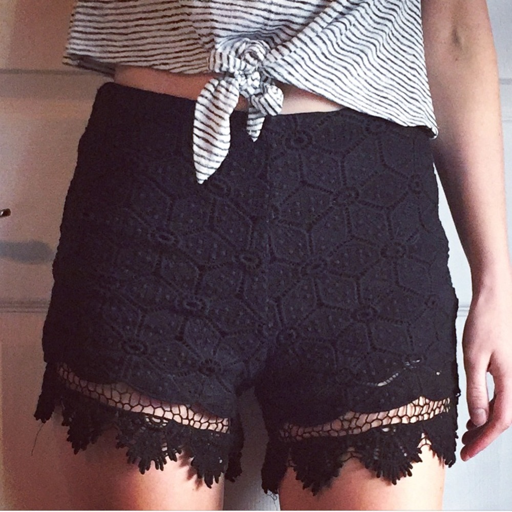SOLD Black eyelet high waisted shorts